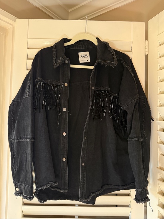 Zara Jackets & Blazers - Zara Black Denim Jacket with Subtle Stud Accent